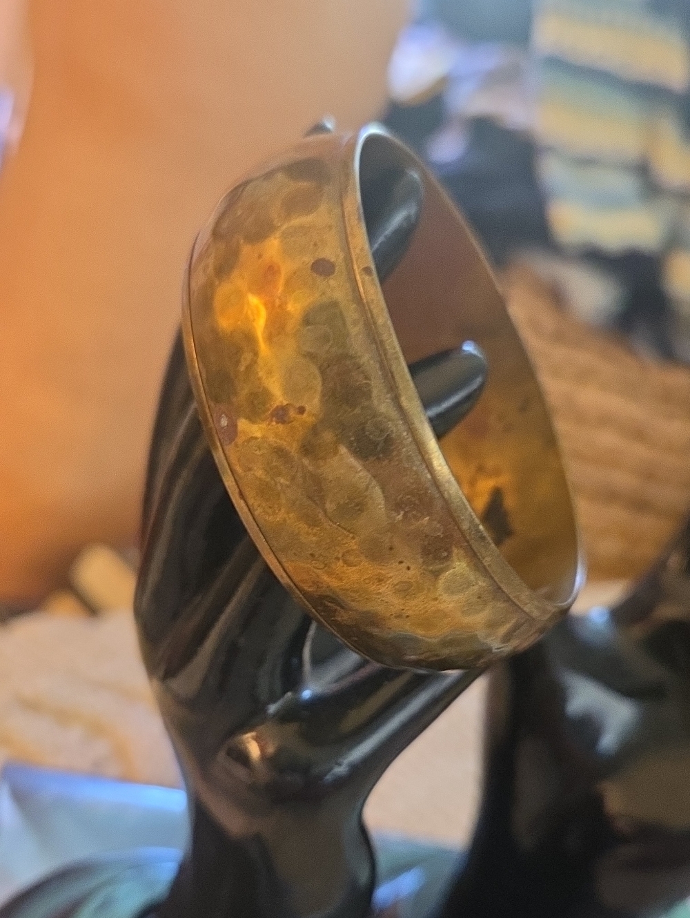 Vintage Hammered  Brass Bangle Bracelet